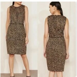J Crew Leopard Print Bi Stretch Sleeveless Sheath Dress size 4 Animal print
